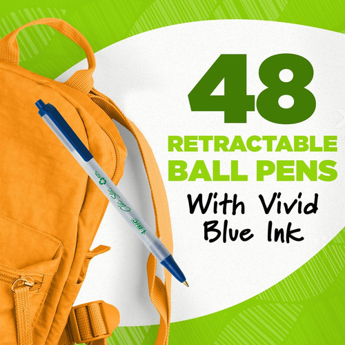 BIC Ecolutions Clic Stic Ballpoint Pen - Medium Pen Point - 1 mm Pen Point Size - Retractable - - - (BICCSEM48BE)