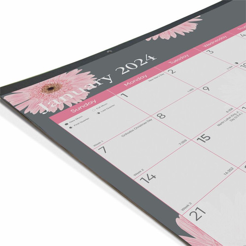 Brownline Monthly Floral Desk Pad - Monthly - 12 Month - 1 Month Double Page Layout - 17" x 22" - - (REDC193105)