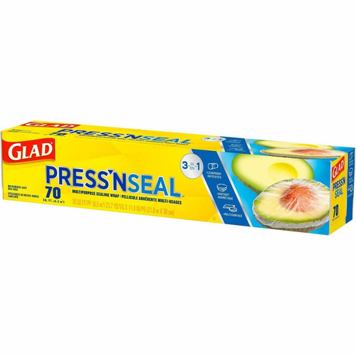 Glad Press'n Seal Food Plastic Wrap - 11.80" Width x 71.10 ft Length - Durable, Freezer Safe, Safe, (CLO70441)