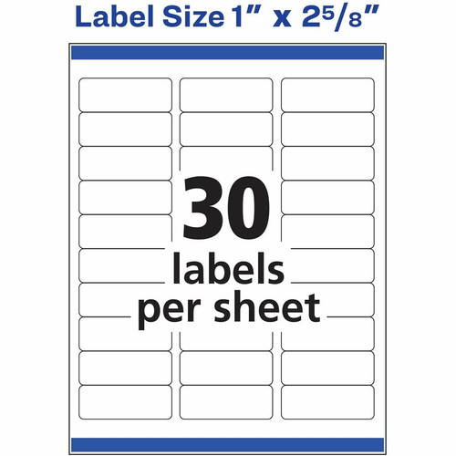 Avery Color Printing Labels - 1" Width x 2 5/8" Length - Permanent Adhesive - Rectangle - - - (AVE8250)