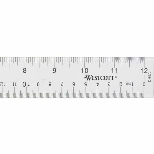 Westcott 12" Transparent Ruler - 12" Length 1" Width - 1/16 Graduations - Imperial, Metric System - (ACM10562)