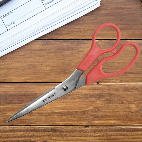 Westcott 8"All Purpose Straight Scissors - 3.50" Cutting Length - 8" Overall Length - - Stainless - (ACM40618)