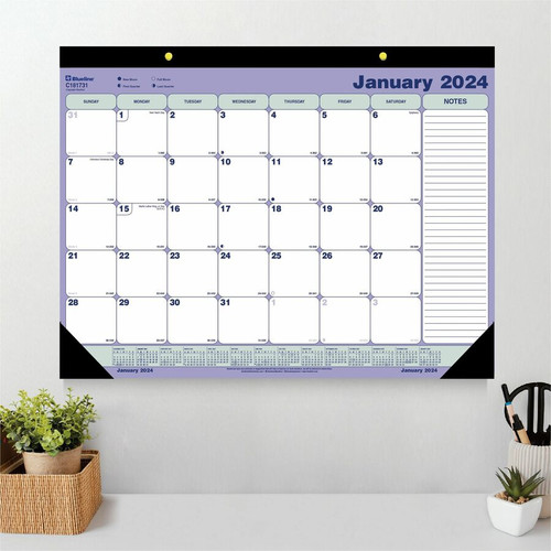 Blueline Monthly Desk/Wall Calendar 2024 - Monthly - 1 Year - January 2024 - December 2024 - 1 Page (REDC181731)