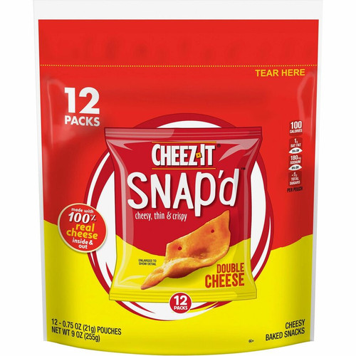 Cheez-It Snap'd Double Cheese Crackers - Cheese - 0.75 oz - 12 / Box (KEB11924)