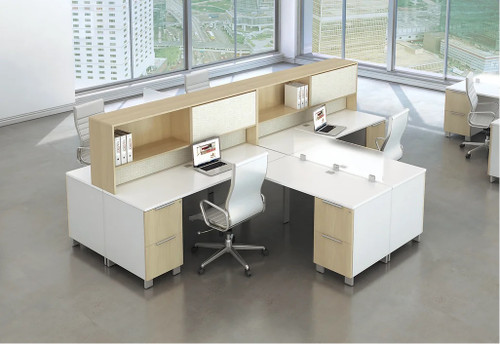 4 Person L-Shaped Workstation with Storage,AP12