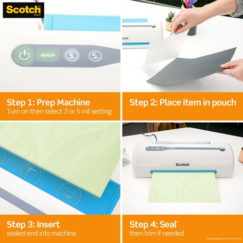 Scotch Thermal Laminator Pouches - Sheet Size Supported: Menu - Laminating Pouch/Sheet Size: 11.40" (MMMTP385625)