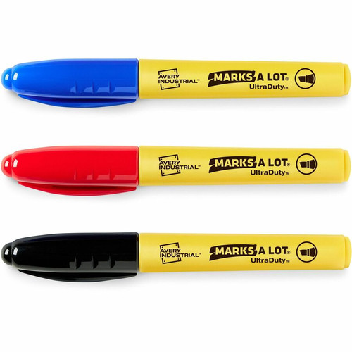 Avery UltraDuty Markers, Chisel Tip, 3 Assorted Markers (29864) - Bold, Narrow Marker Point - (AVE29864)