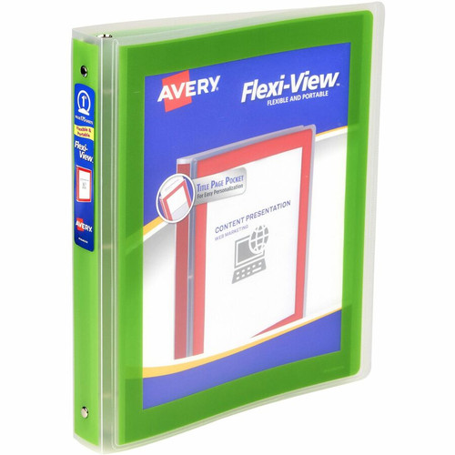 Avery Flexi-View 3 Ring Binder, 1 Inch Round Rings, 1 Chartreuse Green Binder - 1" Binder - - (AVE17608)