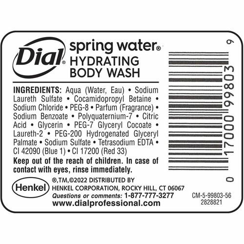 Dial Versa Body Wash Dispenser Refill - Spring Water ScentFor - 15 fl oz (443.6 mL) - Bottle - Body (DIA99804)
