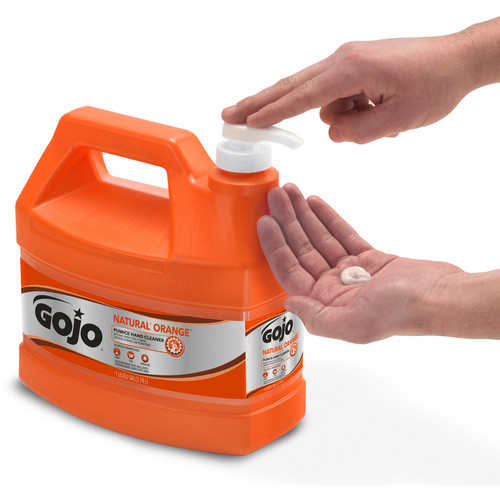 Gojo Natural Orange Pumice Hand Cleaner - Fragrance-free ScentFor - 1 gal (3.8 L) - Pump - Oil (GOJ095504CT)