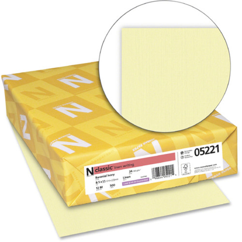 Classic Premium Paper - Ivory - Letter - 8 1/2" x 11" - 24 lb Basis Weight - Linen - 500 / Ream - - (NEE05221)