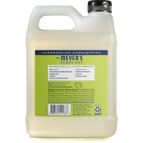 Mrs. Meyer's Clean Day Hand Soap Refill - Lemon Verbena ScentFor - 33 fl oz (975.9 mL) - Dirt Grime (SJN651327)
