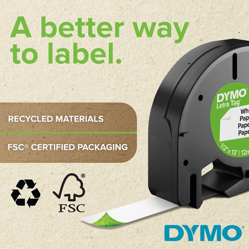 Dymo LetraTag Label Maker Tape Cartridge - 1/2" Width - Direct Thermal - Silver - 1 Each (DYM91338)