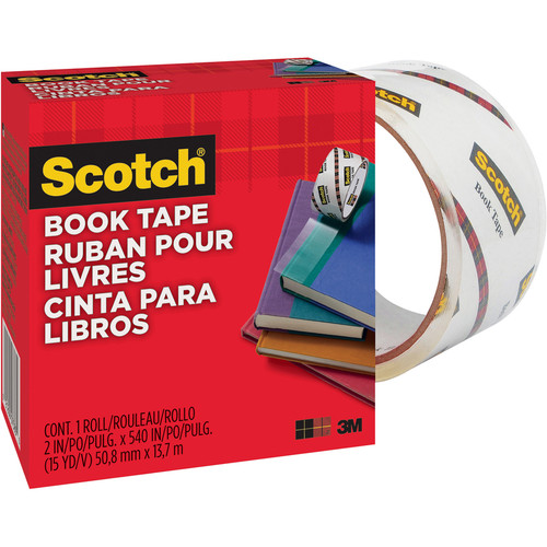 Scotch Book Tape - 15 yd Length x 2" Width - 3" Core - Acrylic - Crack Resistant - For Repairing, - (MMM8452)