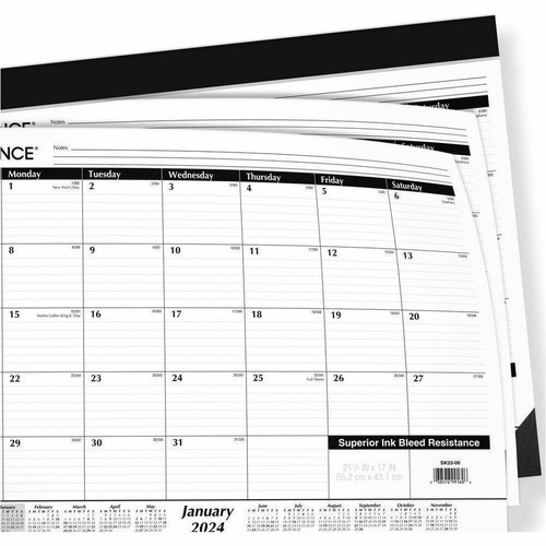 At-A-Glance 2024 Monthly Desk Pad Calendar, Standard, 21 3/4" x 17" - Julian Dates - Monthly - 12 - (AAGSK2200)