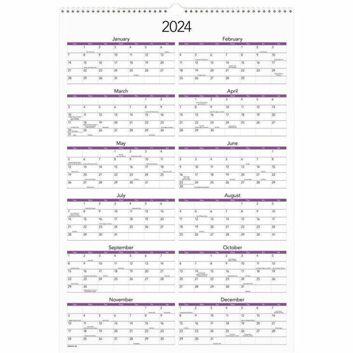 At-A-Glance Puppies Wall Calendar - Large Size - Julian Dates - Monthly, Yearly - 12 Month - 2024 - (AAGDMW16728)