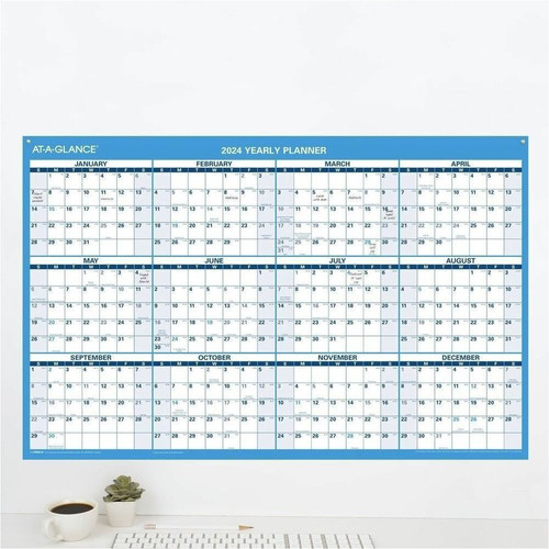 At-A-Glance Horizontal Reversible Erasable Wall Calendar - Large Size - Julian Dates - Yearly - 12 (AAGPM20028)