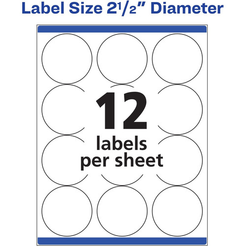 Avery Round High Visibility Labels - - Width2 1/2" Diameter - Permanent Adhesive - Round - - - (AVE5294)