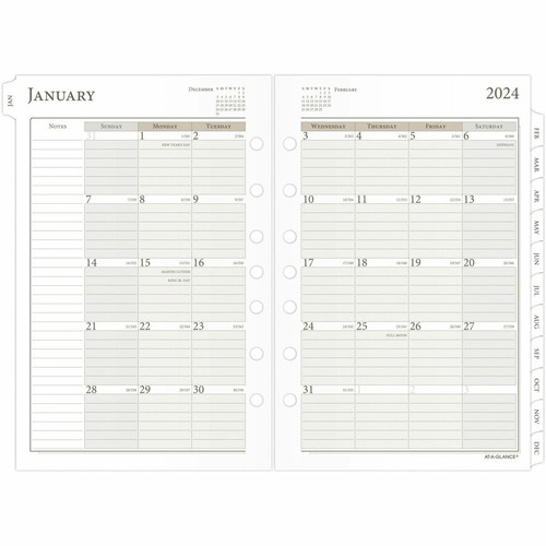 At-A-Glance 2024 Weekly Monthly Planner Refill, Loose-Leaf, Desk Size, 5 1/2" x 8 1/2" - Julian - - (AAG481285Y)