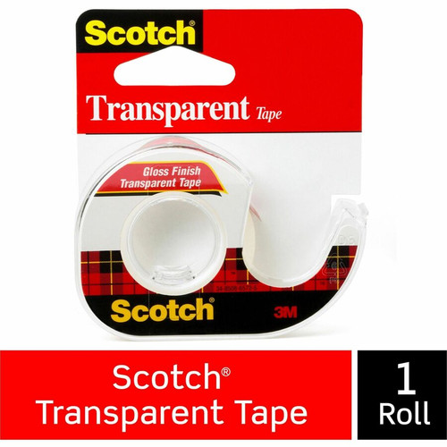 Scotch Gloss Finish Transparent Tape - 12.50 yd Length x 0.50" Width - 1" Core - Acrylate - - - - - (MMM144)