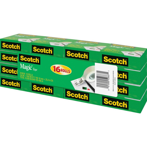 Scotch 3/4"W Magic Tape - 27.78 yd Length x 0.75" Width - 1" Core - Split Resistant, Tear Resistant (MMM810K16)