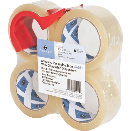 Sparco Heavy-duty Packaging Tape with Dispenser - 55 yd Length x 2" Width - 3" Core - 3 mil - - - - (SPR64011)
