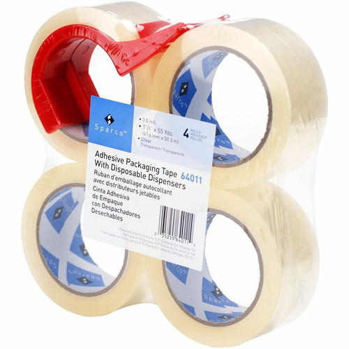 Sparco Heavy-duty Packaging Tape with Dispenser - 55 yd Length x 2" Width - 3" Core - 3 mil - - - - (SPR64011)