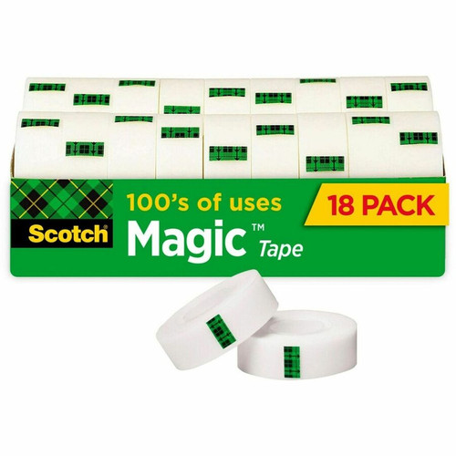 Scotch 3/4"W Magic Tape - 27.78 yd Length x 0.75" Width - 1" Core - Rubber - For Packing - 18 / - - (MMM810K18CP)