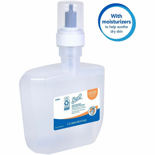 Scott Antimicrobial Foam Skin Cleanser - 40.6 fl oz (1200 mL) - Skin - Antibacterial - Clear - 2 / (KCC91594)