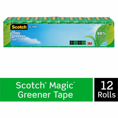 Scotch 3/4"W Magic Greener Tape Rolls - 25 yd Length x 0.75" Width - 1" Core - Split Resistant, - - (MMM81212P)