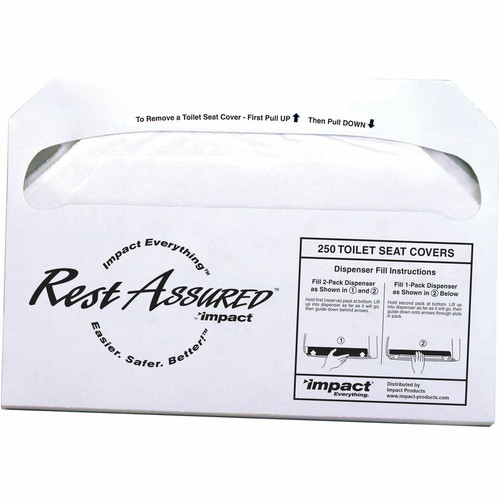 Impact Rest Assured Half Fold Toilet Seat Covers - Half-fold - 1000 / Carton - White (IMP25183273)
