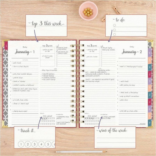 At-A-Glance Harmony 2024 Hardcover Daily Monthly Planner, Berry, Medium, 7" x 8 3/4" - Medium Size (AAG609980659)