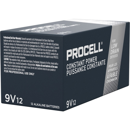 Duracell 9-Volt Procell Alkaline Constant Batteries, 12-Packs - For Industrial - 9V - 692 mAh - 9 V (DURPC1604BKDCT)