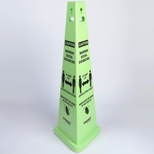 Impact TriVu Social Distancing 3 Sided Safety Cone - 1 Each - Caution Maintain Social Distancing - (IMP9140SM)
