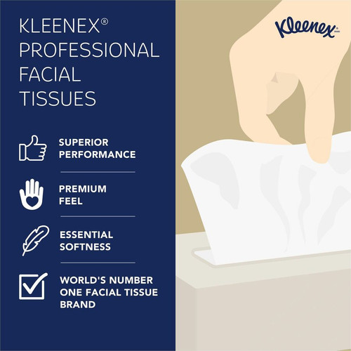 Kleenex Professional Facial Tissue for Business - Flat Box - 2 Ply - 8.40" x 8.60" - White - 125 / (KCC21606)