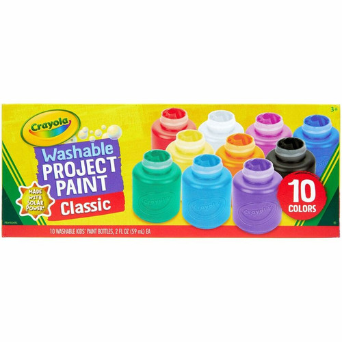Crayola Washable Kids' Paint Set - 2 fl oz - 10 / Set - Blue, White, Violet, Brown, Green, Red, (CYO541205)