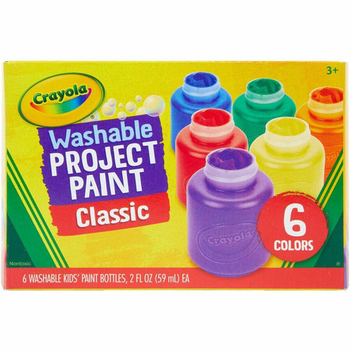 Crayola Washable Kids' Paint Set - 2 fl oz - 6 / Set - Yellow, White, Orange, Green, Red, Blue (CYO541204)