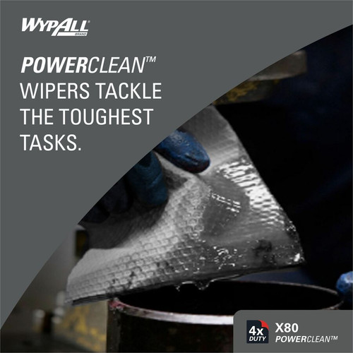 Wypall PowerClean X80 Heavy Duty Cloths Extended Use Cloths - Quarter-fold - For Industry, Rough - (KCC41026)