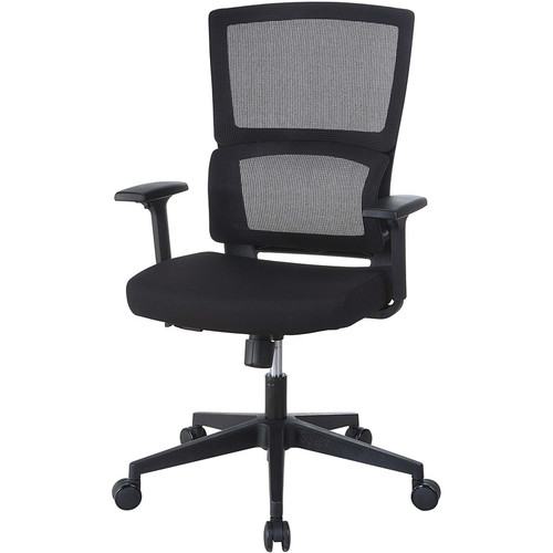 Lorell Mid-back Mesh Chair - Black Fabric Seat - Black Mesh Back - Mid Back - 5-star Base - Armrest (LLR81988)