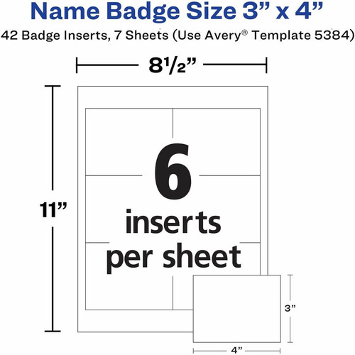 Avery Garment-Friendly Clip-Style Name Badges - 40 / Box - Printable, Durable, Clip - White, (AVE5384)