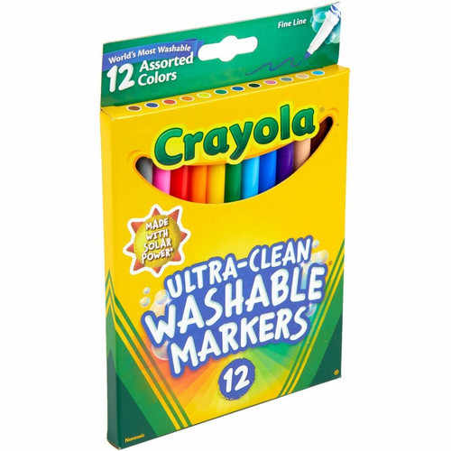 Crayola Thinline Washable Markers - Fine Marker Point - Black, Blue, Blue Lagoon, Brown, Gray, Red, (CYO587813)