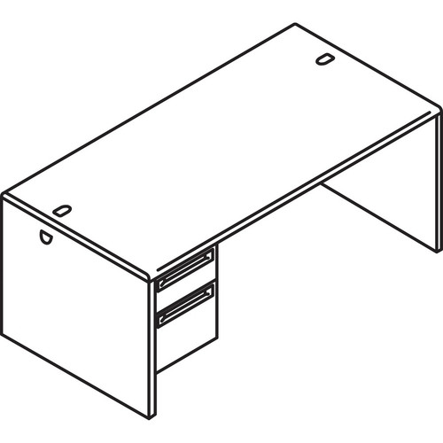 HON 38000 H38292L Pedestal Desk - 66" x 30"29.5" - 2 x Box, File Drawer(s)Left Side - Waterfall - (HON38292LNS)