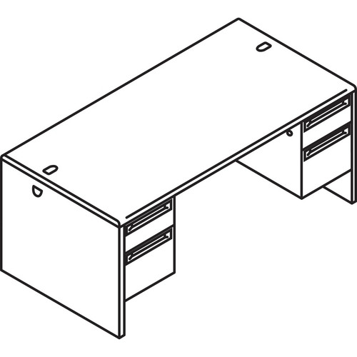 HON 38000 H38155 Pedestal Desk - 60" x 30"29.5" - 4 x Box, File Drawer(s) - Double Pedestal - Edge (HON38155NS)