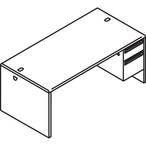 HON 38000 H38251 Pedestal Desk - 48" x 30"29.5" - 2 x Box, File Drawer(s)Right Side - Waterfall - (HON38251NS)