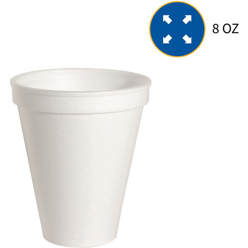 Genuine Joe 8 oz Hot/Cold Foam Cups - 50.0 / Pack - 20 / Carton - White - Foam - Hot Drink, Cold (GJO58550)