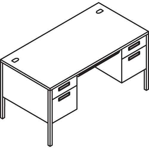 HON Metro Classic HP3262 Pedestal Desk - 60" x 30"29.5" - 5 x Box, File Drawer(s) - Double Pedestal (HONP3262CL)