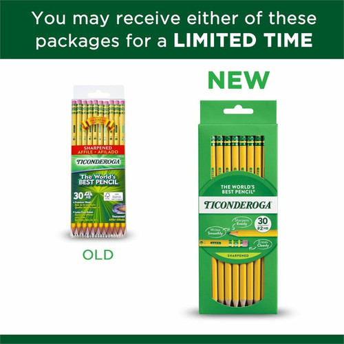 Ticonderoga Pre-Sharpened No. 2 Pencils - #2 Lead - Yellow Barrel - 30 / Box (DIX13830)
