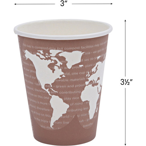 Eco-Products 8 oz World Art Hot Beverage Cups - 50 / Pack - 20 / Carton - Multi - Paper, Resin - (ECOEPBHC8WA)