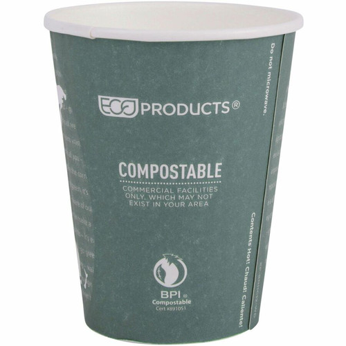 Eco-Products 12 oz World Art Insulated Hot Beverage Cups - 600 / Carton - Green - Hot Drink (ECOEPBNHC12WD)