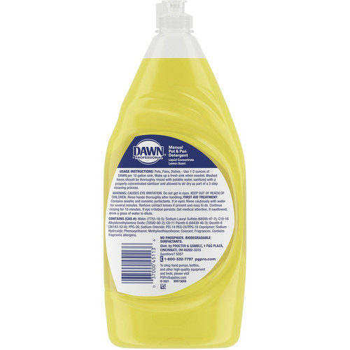 Dawn Manual Pot/Pan Detergent - For Dish - 38 fl oz (1.2 quart) - Lemon Scent - 1 Bottle - Yellow (PGC45113)
